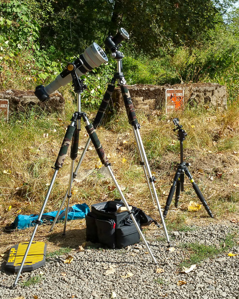 Practicing our setup the day before the solar eclipse. We thought we had a nice quiet location for the eclipse.